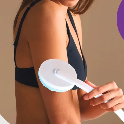 AI-generated image: rolling the applicator along the upper arm
